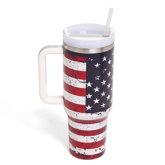 American Flag Studded Stainless Steel Tumbler with Handle - Hautefull