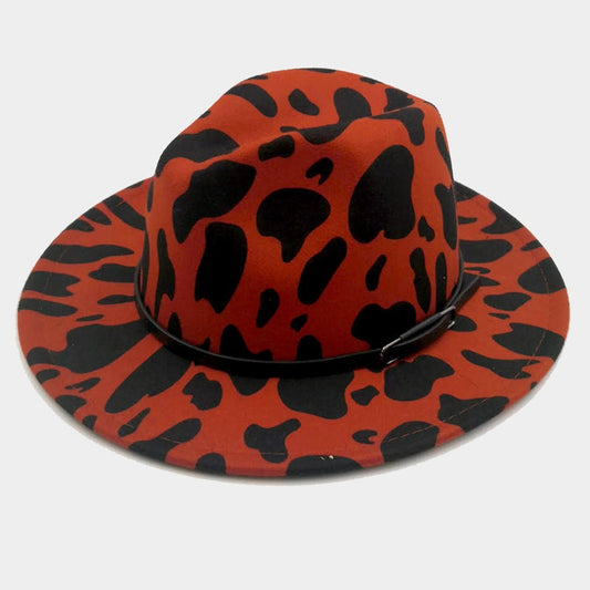 Animal Print Faux Leather Panama Belted Hat - Hautefull