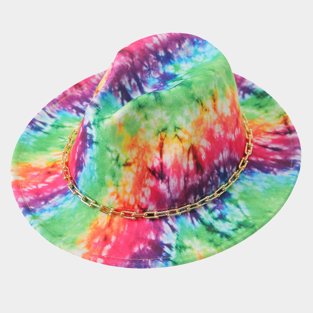 Chained Vibrant Multi Tie-Dye Fedora Hat - Hautefull