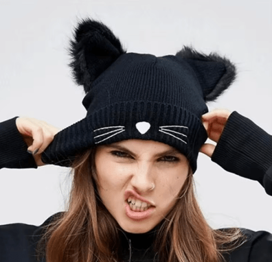 Faux Fur Cat Ear Beanie for Women - Hautefull