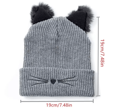 Faux Fur Cat Ear Beanie for Women - Hautefull