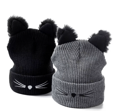 Faux Fur Cat Ear Beanie for Women - Hautefull