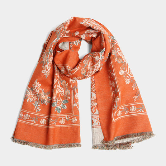 Floral Print Paisley Oblong Scarf - Hautefull