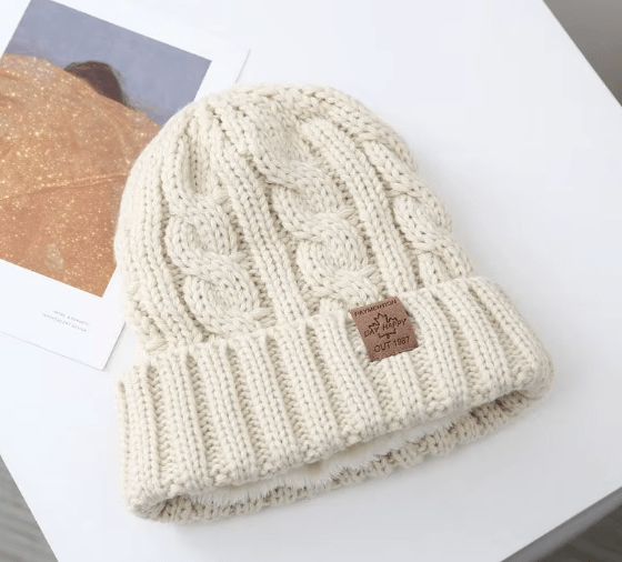 Fur Lined Knit Beanie Hat - Hautefull