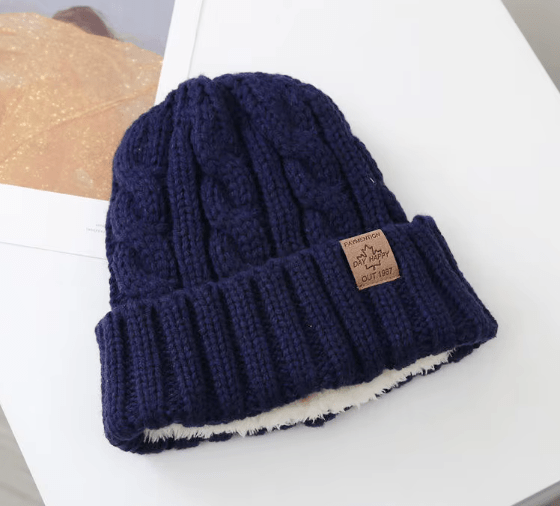 Fur Lined Knit Beanie Hat - Hautefull