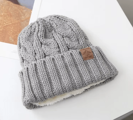 Fur Lined Knit Beanie Hat - Hautefull