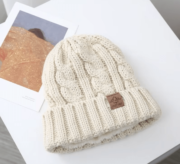 Fur Lined Knit Beanie Hat - Hautefull