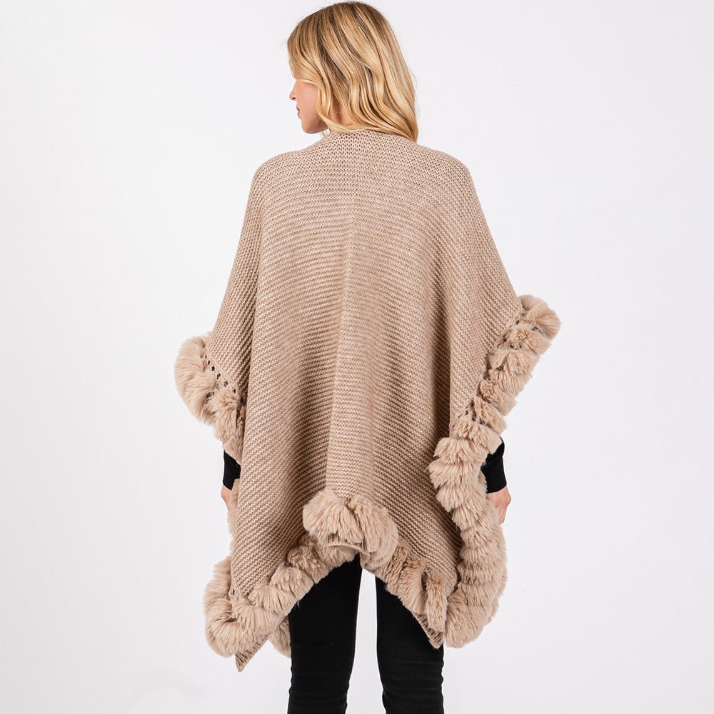 Fur Trimmed Winter Cape for Women - Hautefull