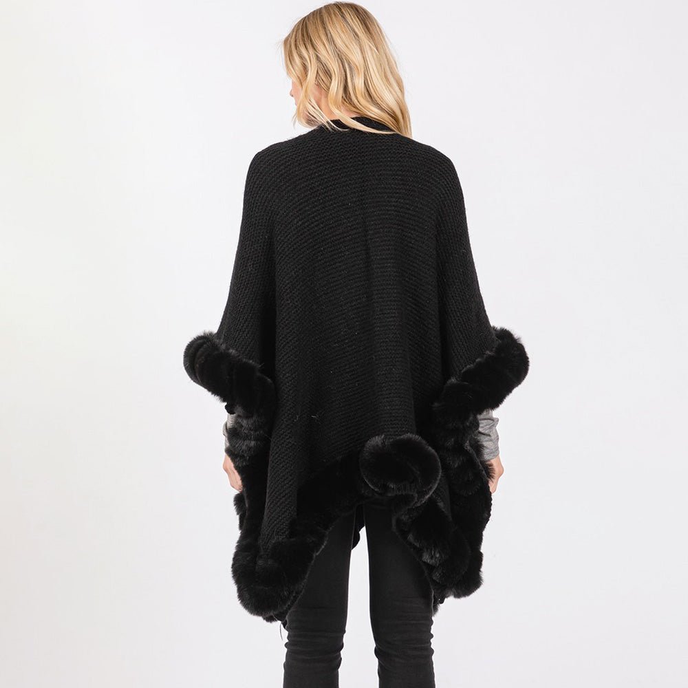 Fur Trimmed Winter Cape for Women - Hautefull