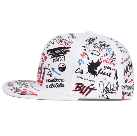 Graphic Printed Words Snapback Baseball Cap - Hautefull