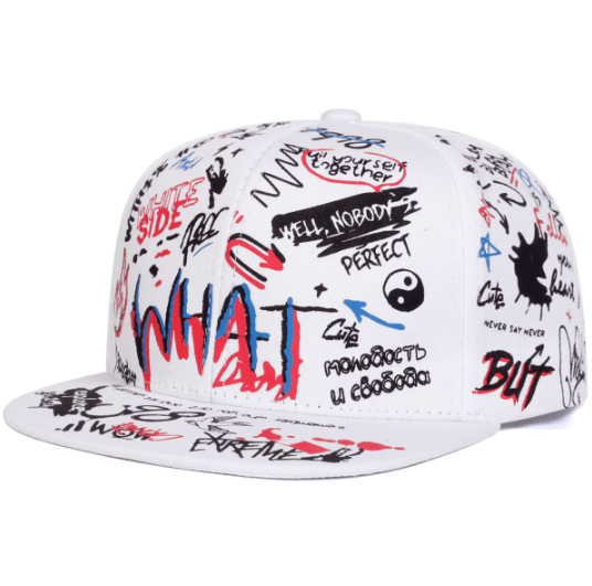 Graphic Printed Words Snapback Baseball Cap - Hautefull