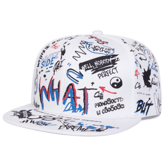 Graphic Printed Words Snapback Baseball Cap - Hautefull