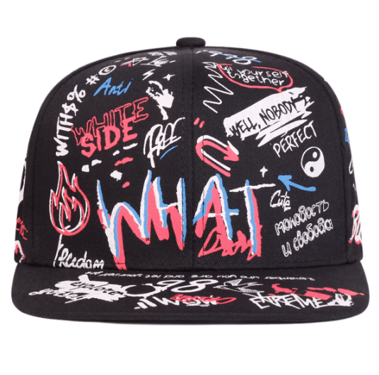 Graphic Printed Words Snapback Baseball Cap - Hautefull