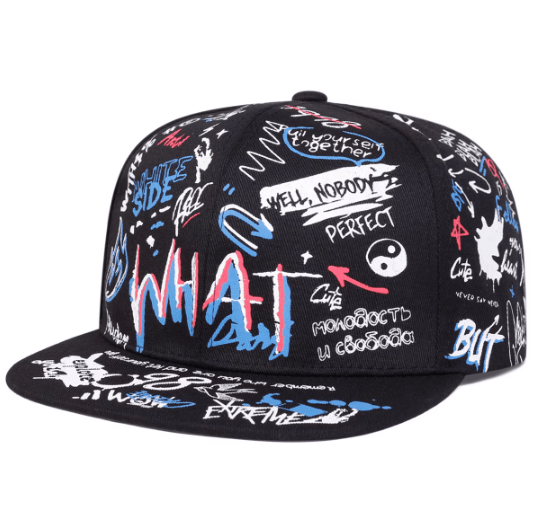 Graphic Printed Words Snapback Baseball Cap - Hautefull