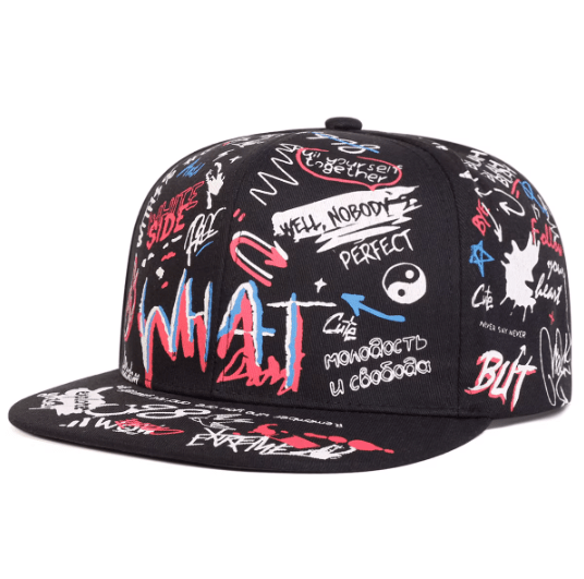 Graphic Printed Words Snapback Baseball Cap - Hautefull