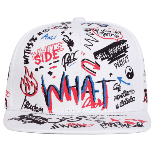 Graphic Printed Words Snapback Baseball Cap - Hautefull