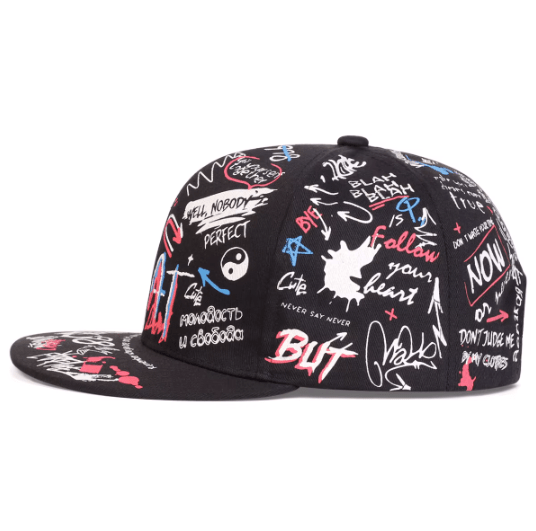 Graphic Printed Words Snapback Baseball Cap - Hautefull