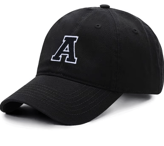 Initial Letter A - Z Embroidered Black Baseball Cap – Adjustable Cotton Snapback - Hautefull