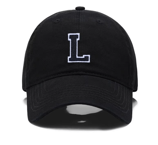 Initial Letter A - Z Embroidered Black Baseball Cap – Adjustable Cotton Snapback - Hautefull