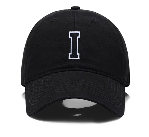 Initial Letter A - Z Embroidered Black Baseball Cap – Adjustable Cotton Snapback - Hautefull