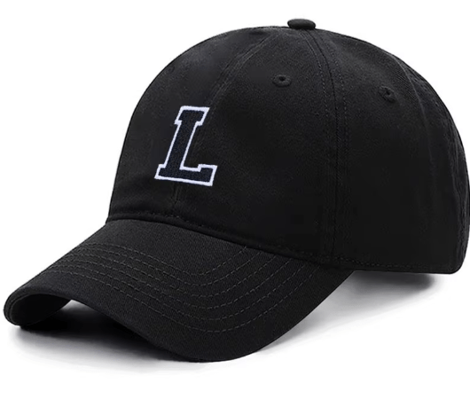 Initial Letter A - Z Embroidered Black Baseball Cap – Adjustable Cotton Snapback - Hautefull