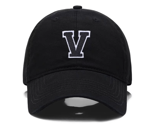 Initial Letter A - Z Embroidered Black Baseball Cap – Adjustable Cotton Snapback - Hautefull