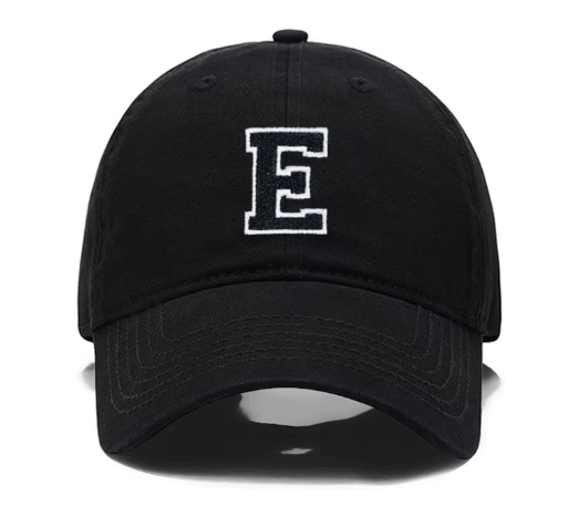 Initial Letter A - Z Embroidered Black Baseball Cap – Adjustable Cotton Snapback - Hautefull