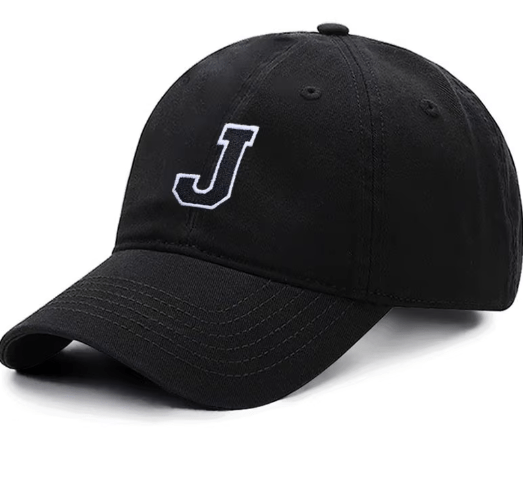 Initial Letter A - Z Embroidered Black Baseball Cap – Adjustable Cotton Snapback - Hautefull