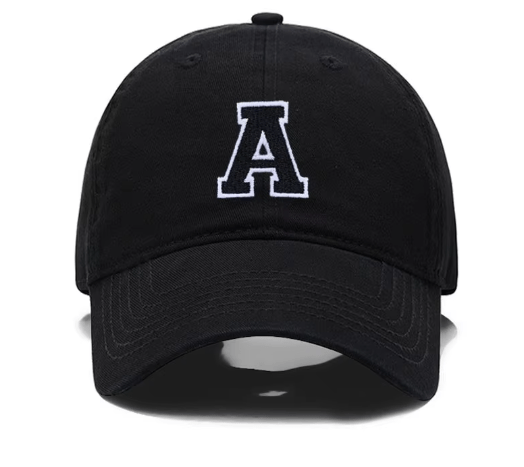 Initial Letter A - Z Embroidered Black Baseball Cap – Adjustable Cotton Snapback - Hautefull