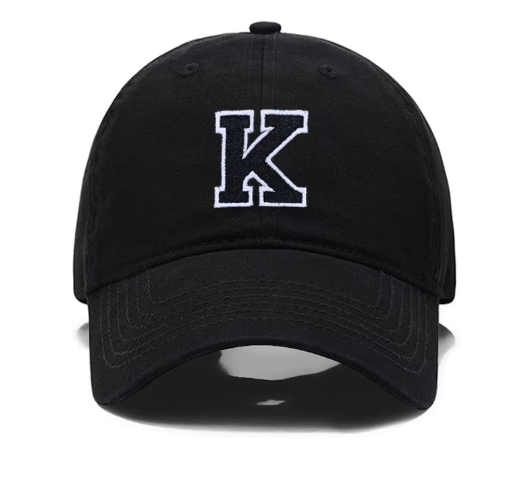 Initial Letter A - Z Embroidered Black Baseball Cap – Adjustable Cotton Snapback - Hautefull