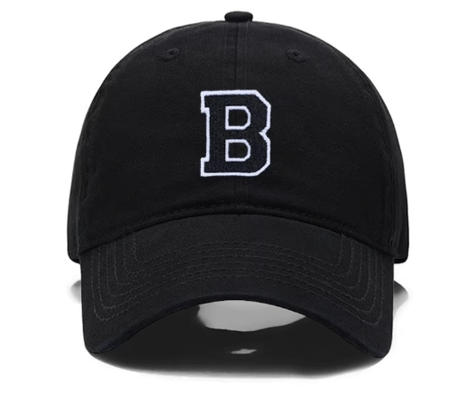 Initial Letter A - Z Embroidered Black Baseball Cap – Adjustable Cotton Snapback - Hautefull