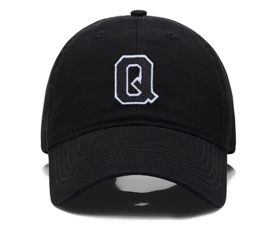 Initial Letter A - Z Embroidered Black Baseball Cap – Adjustable Cotton Snapback - Hautefull