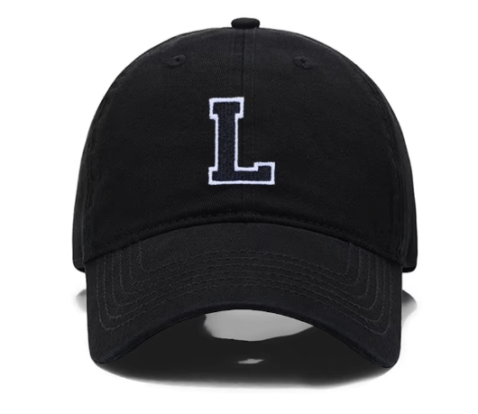 Initial Letter A - Z Embroidered Black Baseball Cap – Adjustable Cotton Snapback - Hautefull