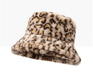 Leopard Print Faux Fur Bucket Hat - Hautefull