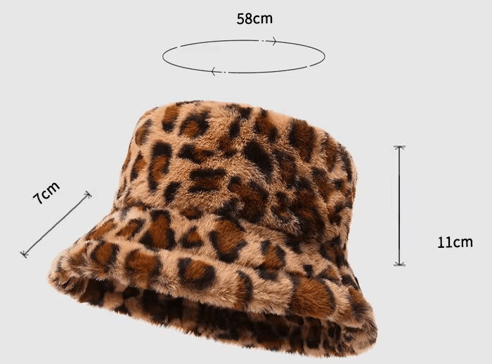 Leopard Print Faux Fur Bucket Hat - Hautefull