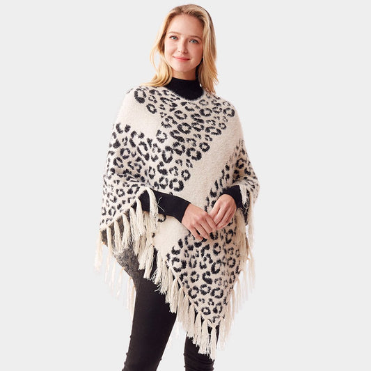 Leopard Print Poncho for Women - Hautefull