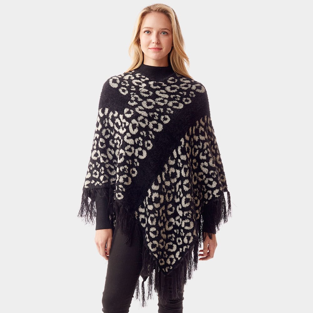 Leopard Print Poncho for Women - Hautefull