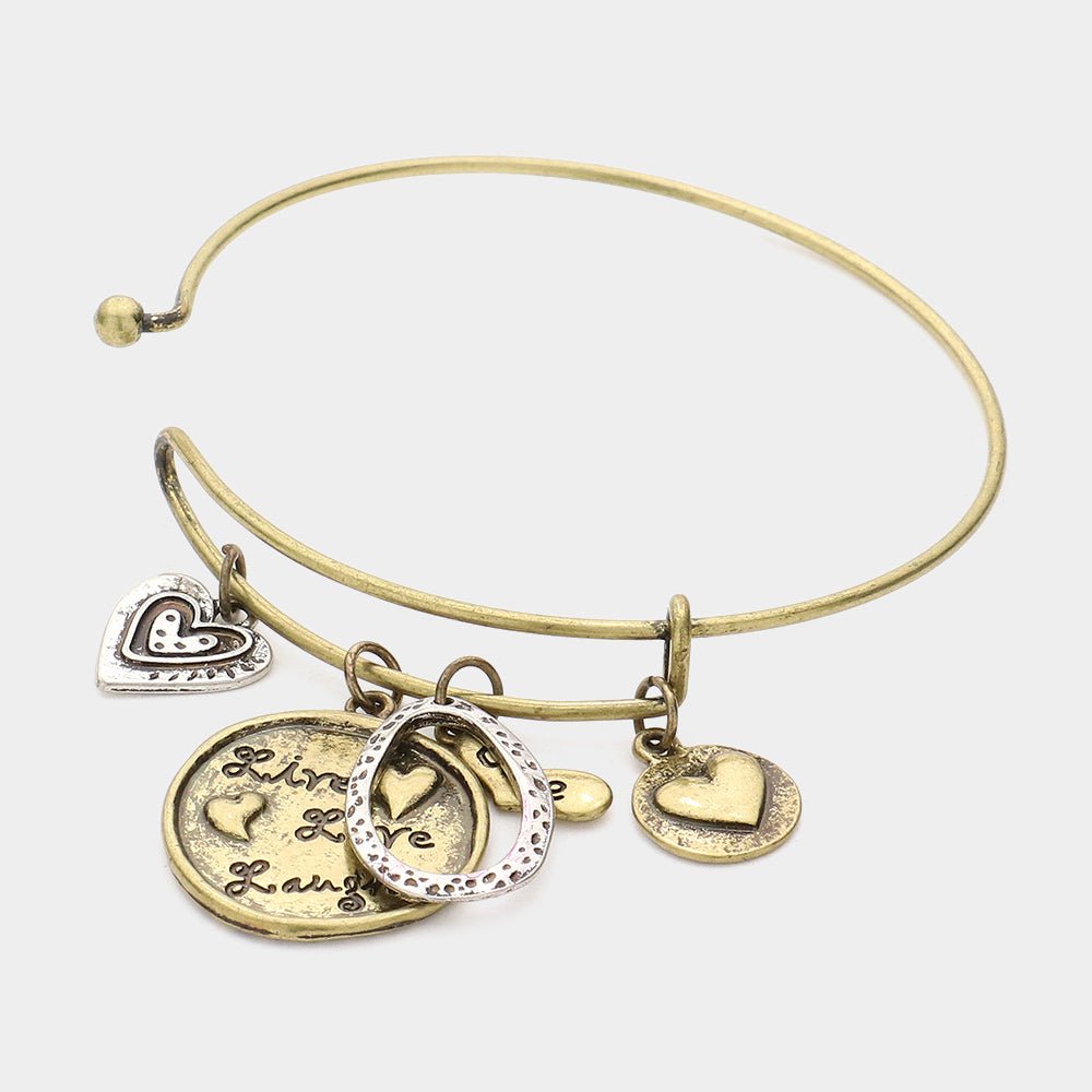 "Live Love Laugh" Heart Charm Bracelet - Hautefull