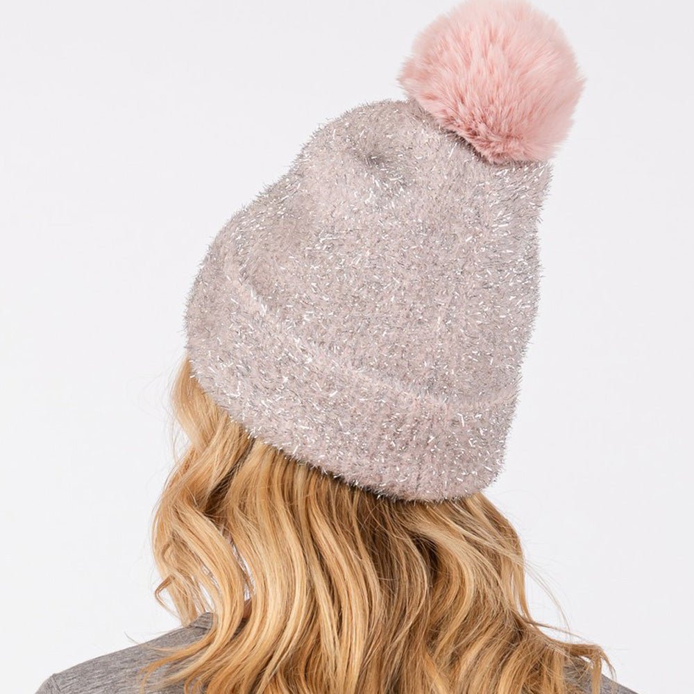 Lurex Pom Beanie Hat for Women - Hautefull