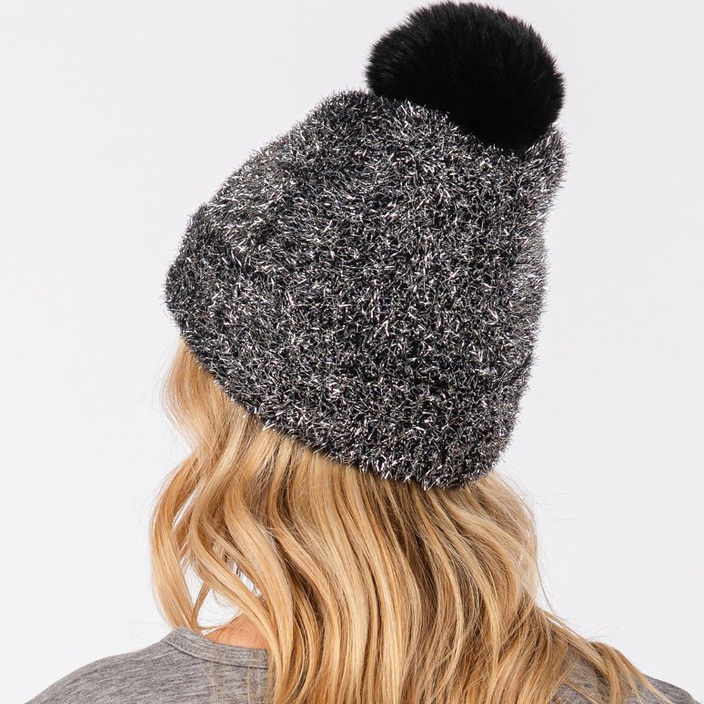 Lurex Pom Beanie Hat for Women - Hautefull