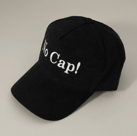 NO CAP! Embroidered Corduroy Baseball Cap - Hautefull