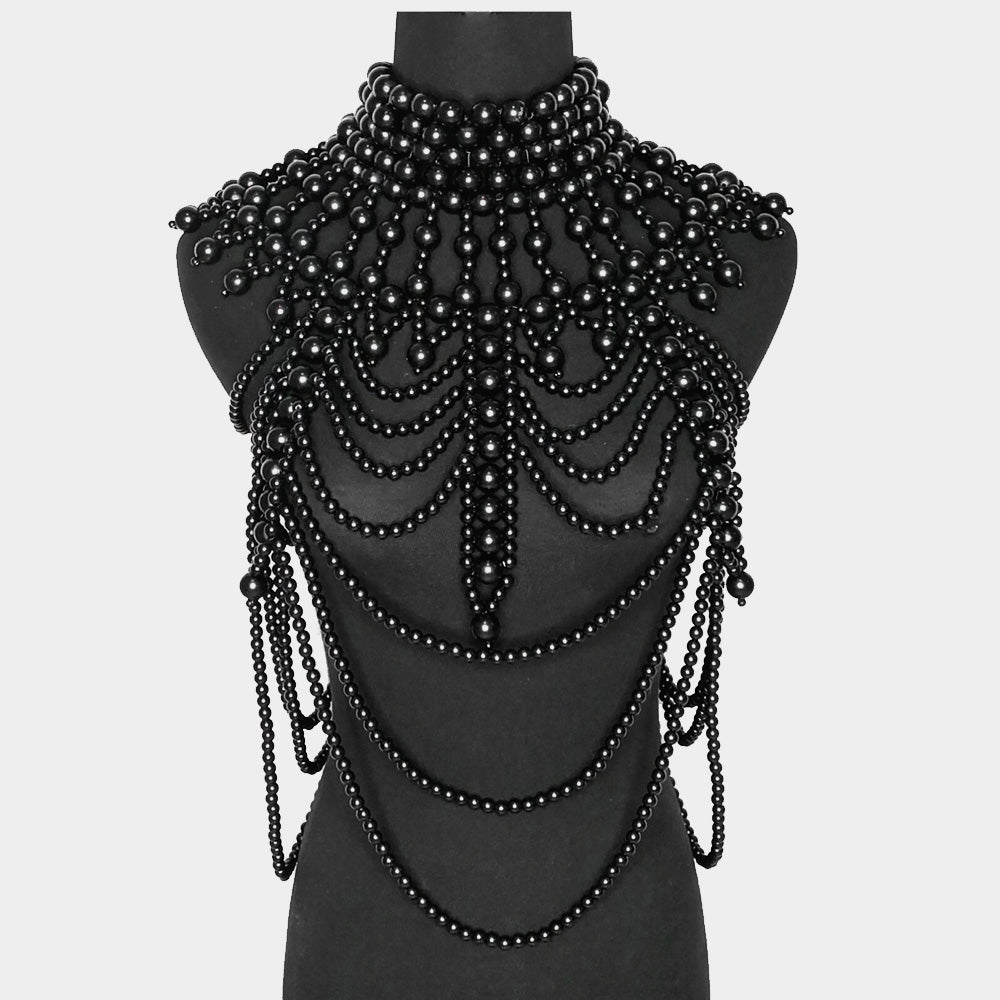 Pearl Draped Body Statement Necklace - Hautefull