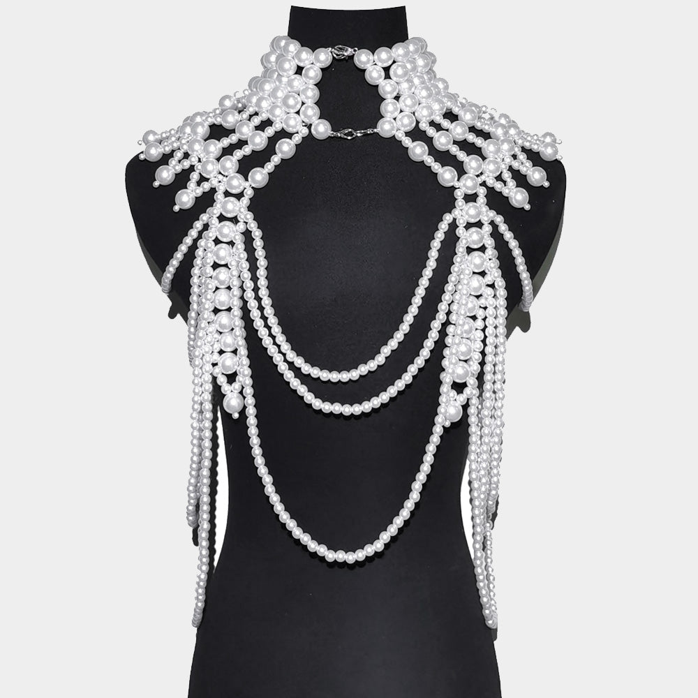 Pearl Draped Body Statement Necklace - Hautefull