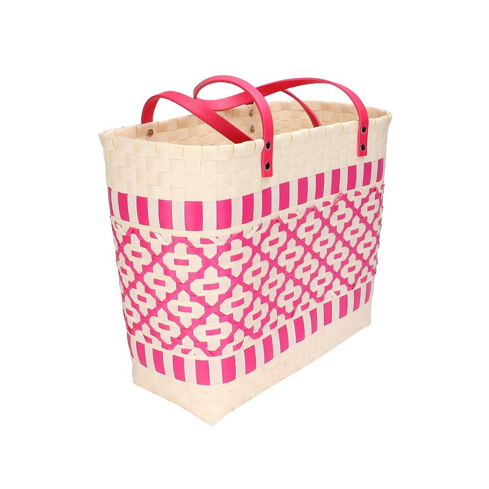 Quatrefoil Pattern Woven Tote Bag - Hautefull