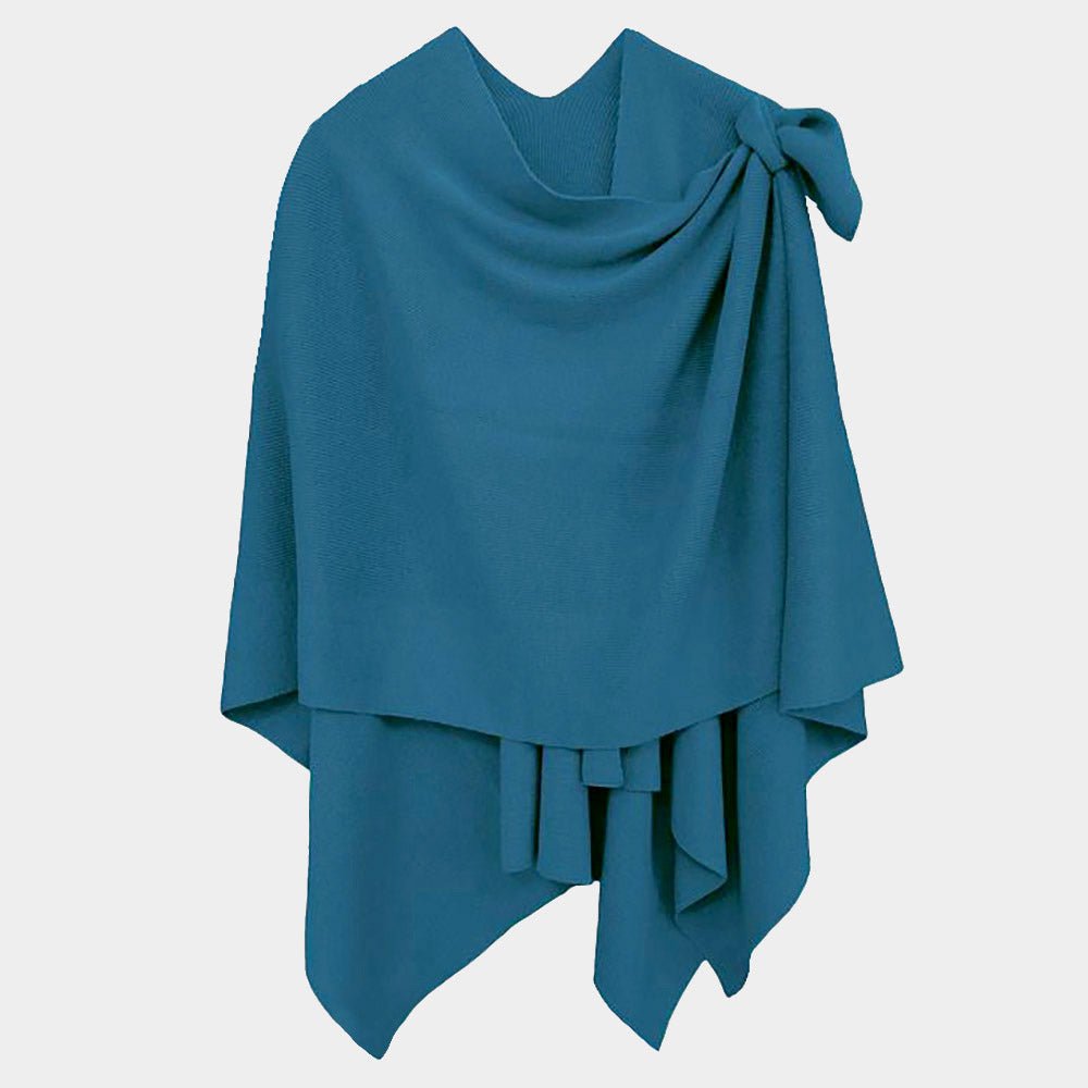 Solid Ruana Poncho with Shoulder Strap - Hautefull