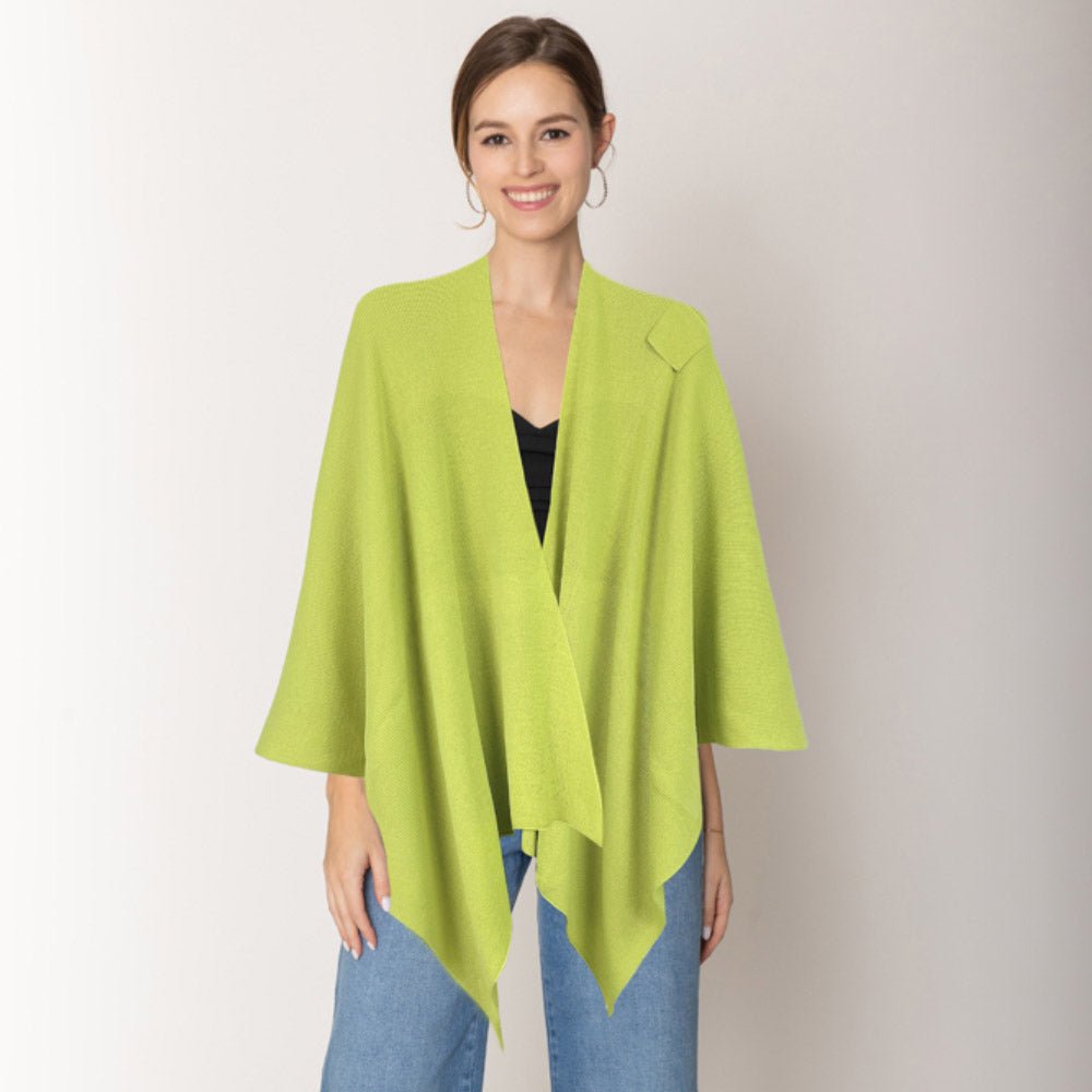 Solid Ruana Poncho with Shoulder Strap - Hautefull