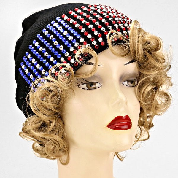 Sparkling American Flag Beanie Hat - Hautefull