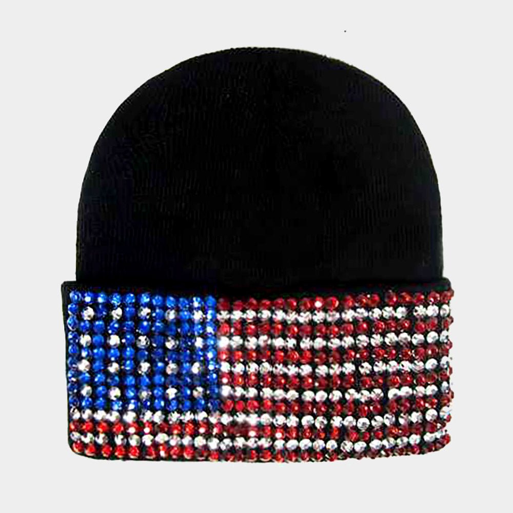 Sparkling American Flag Beanie Hat - Hautefull