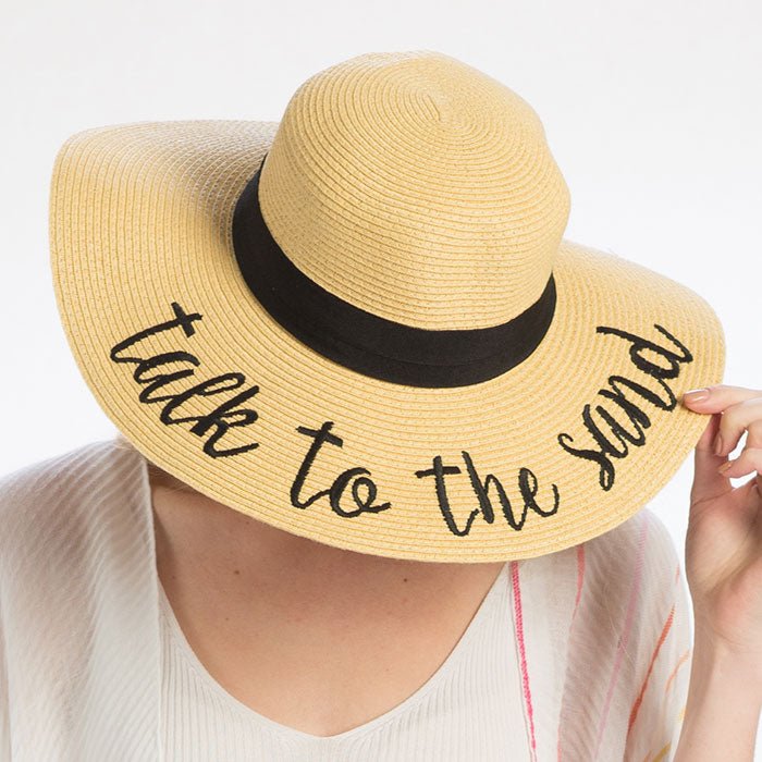 "Talk to the Sand" Wide Brim Straw Sun Hat - Hautefull