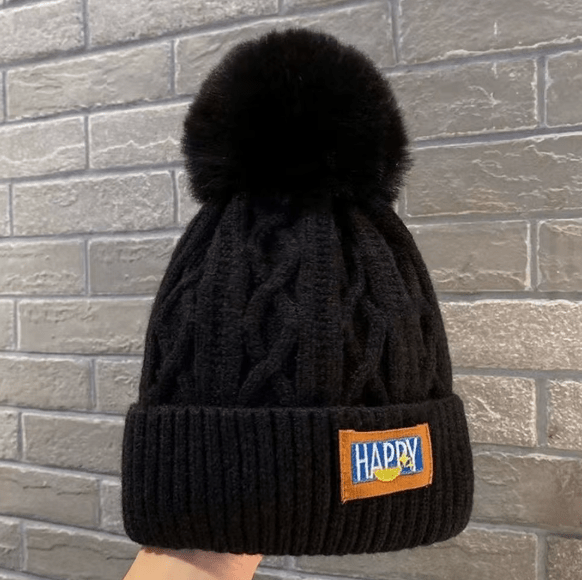 Thick Knit Winter Pom Beanie Hat - Hautefull